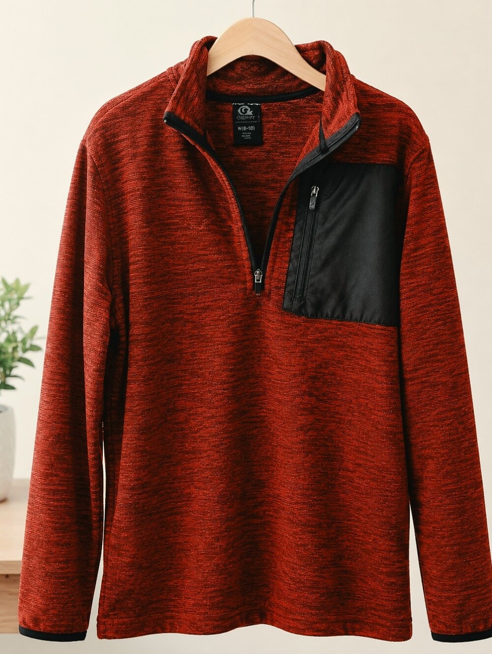 Boy's Champion Rust-Red Collared Fleece Active Jacket Medium